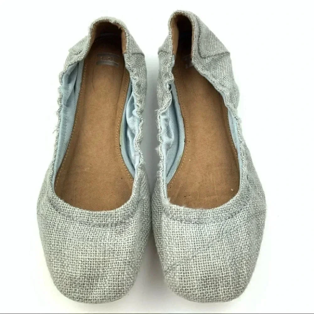 Toms flats sz 8 38.5 blue silver metallic ballet